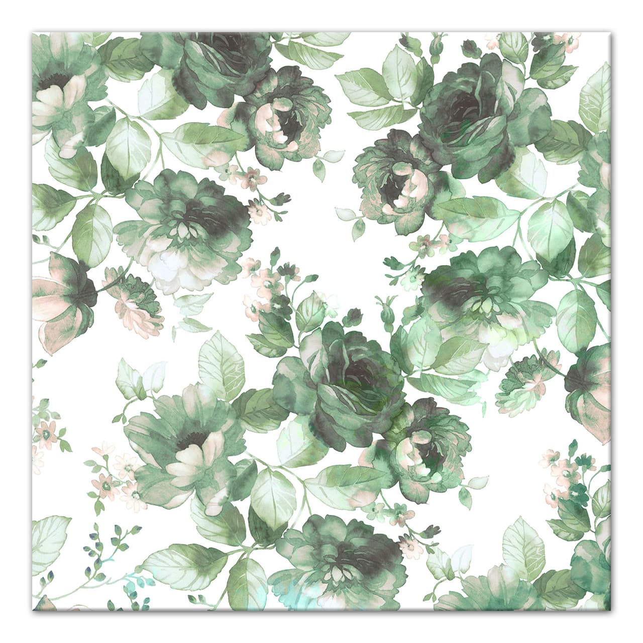 Classic Watercolor Flowers 12" x 12" Canvas Wall Art